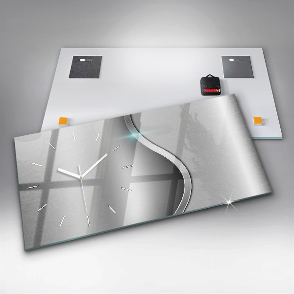 Horizontálne hodiny Šedá kovová abstrakcia