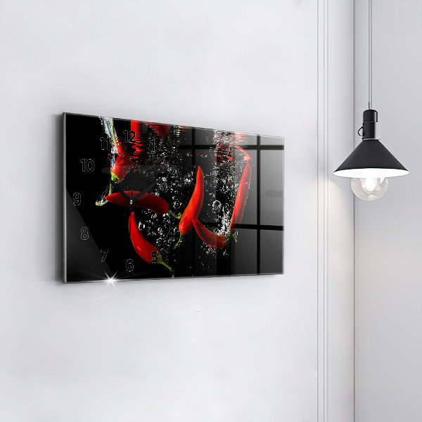 Horizontálne hodiny Paprika vo vode