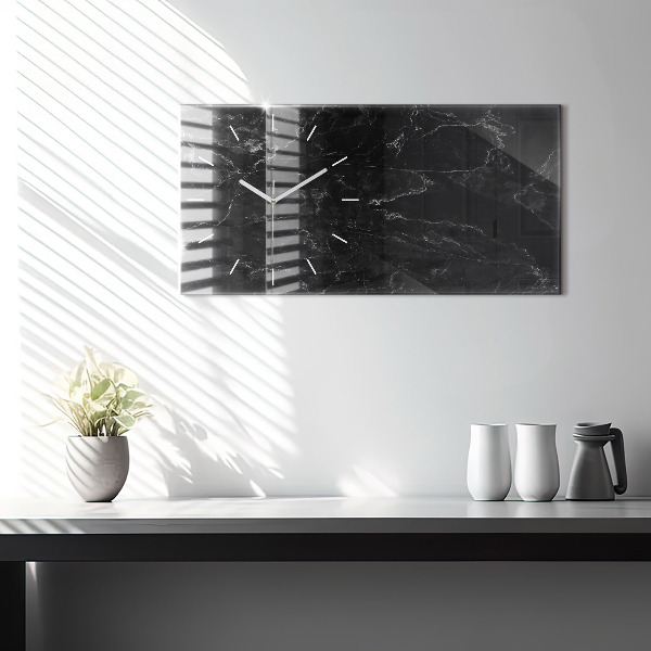 Horizontálne hodiny Čierny mramor