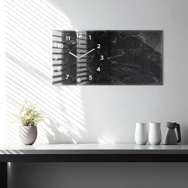 Horizontálne hodiny Čierny mramor