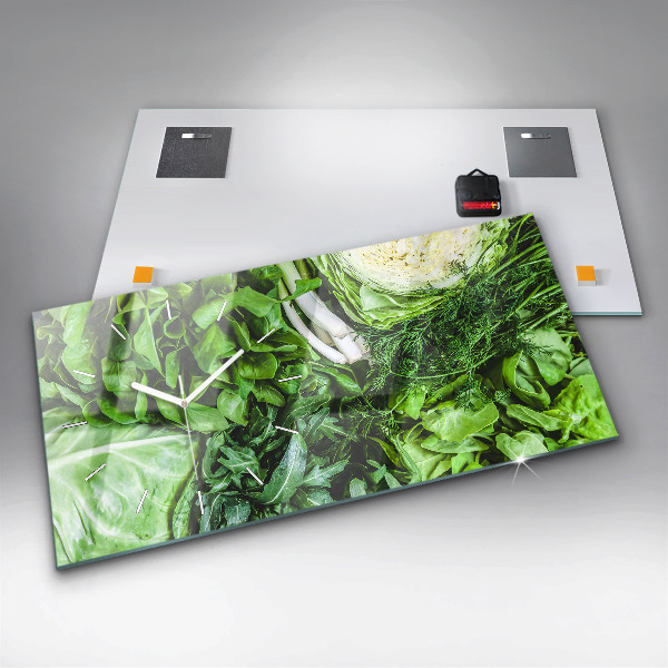 Horizontálne hodiny Zelená zelenina