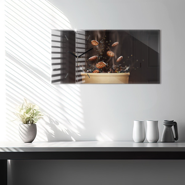 Horizontálne hodiny Horúca káva