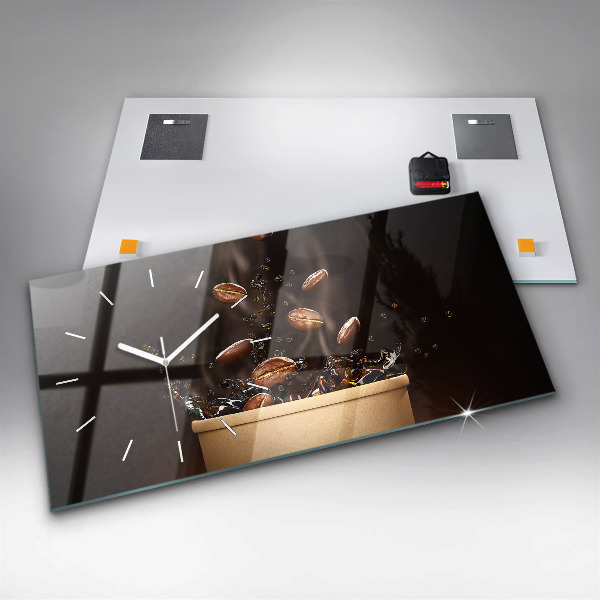 Horizontálne hodiny Horúca káva