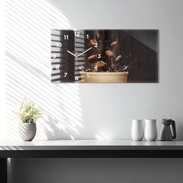 Horizontálne hodiny Horúca káva