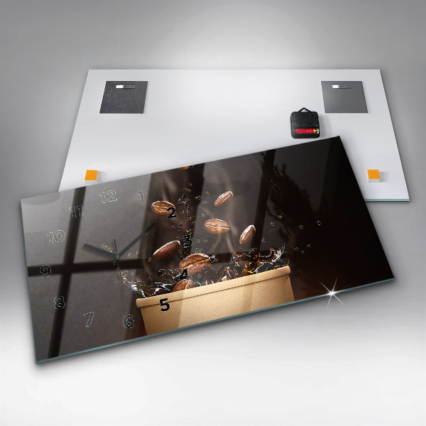 Horizontálne hodiny Horúca káva