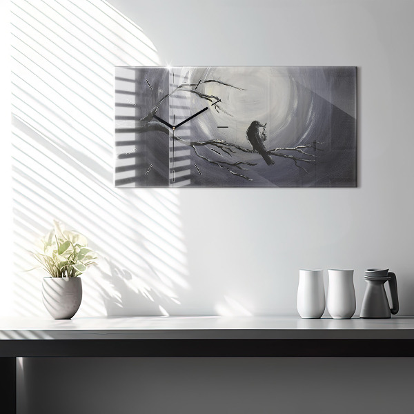 Horizontálne hodiny Havran v mesačnom svite