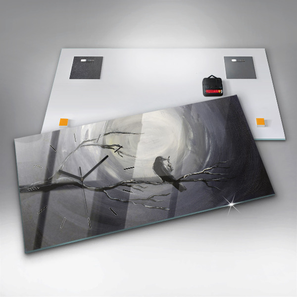 Horizontálne hodiny Havran v mesačnom svite