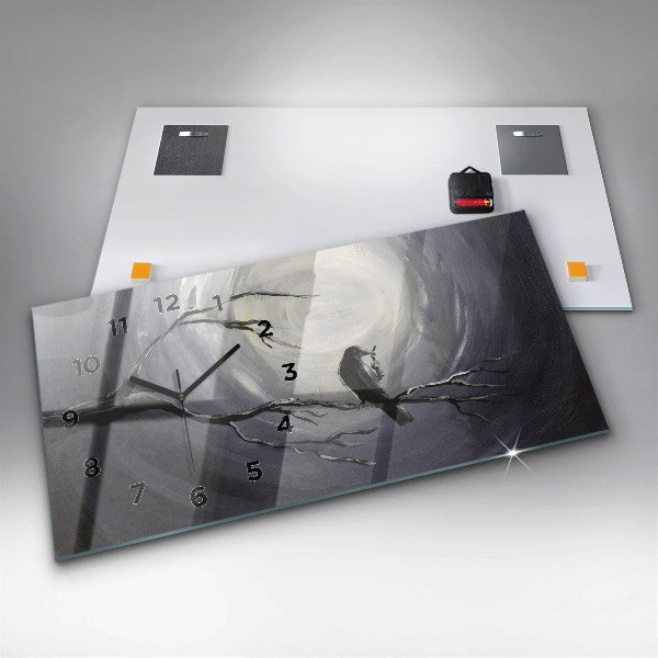 Horizontálne hodiny Havran v mesačnom svite