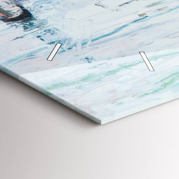 Horizontálne hodiny Olejomaľba námornej jachty