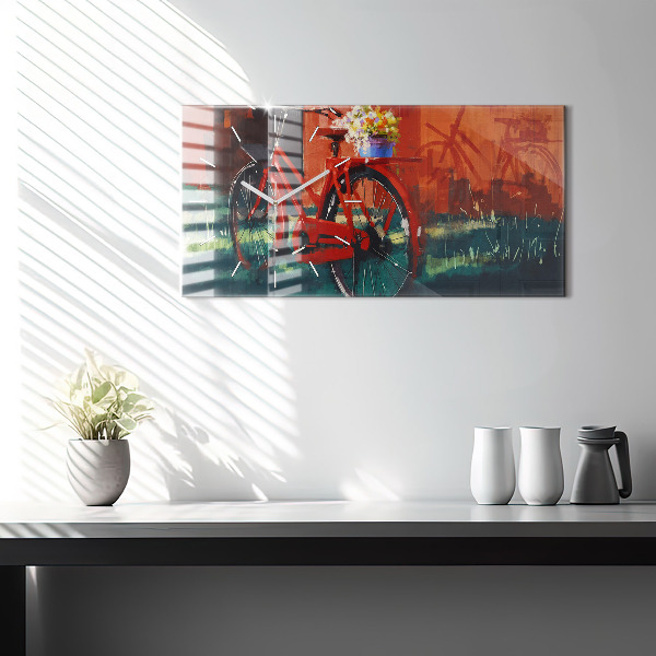 Horizontálne hodiny Maľovaný bicykel