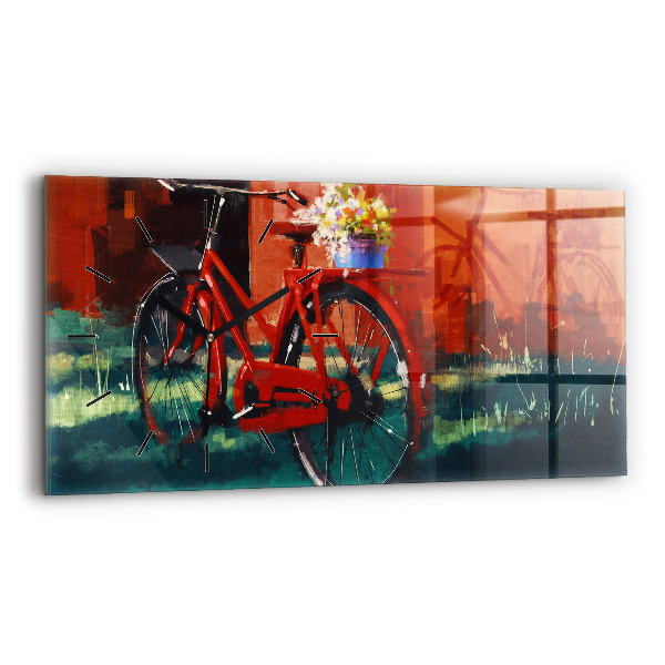 Horizontálne hodiny Maľovaný bicykel