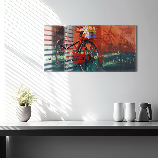 Horizontálne hodiny Maľovaný bicykel