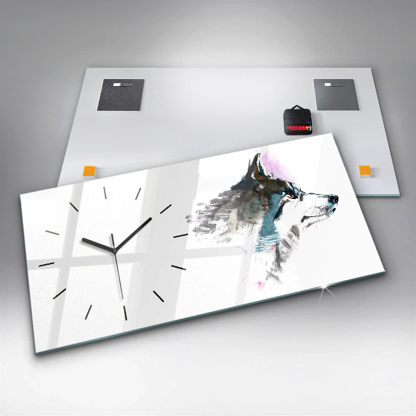 Horizontálne hodiny Profil maľovaného vlka