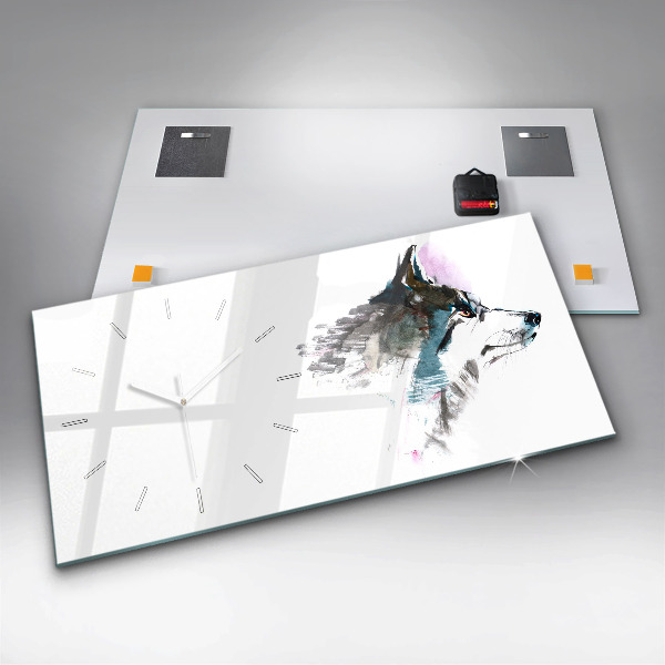 Horizontálne hodiny Profil maľovaného vlka