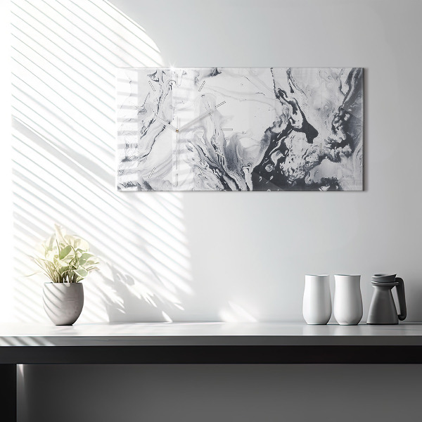 Horizontálne hodiny Abstraktný atramentový mramor