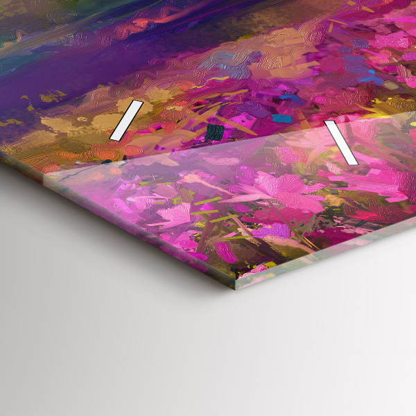 Horizontálne hodiny Lúka pri západe slnka