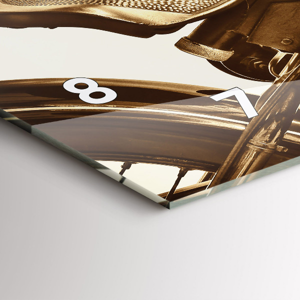 Horizontálne hodiny Vintage motocykel sépia