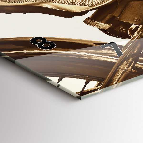 Horizontálne hodiny Vintage motocykel sépia