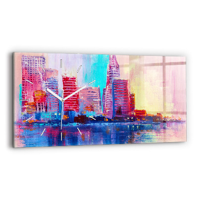 Horizontálne hodiny Abstrakcia mrakodrapov