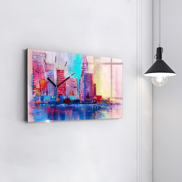 Horizontálne hodiny Abstrakcia mrakodrapov