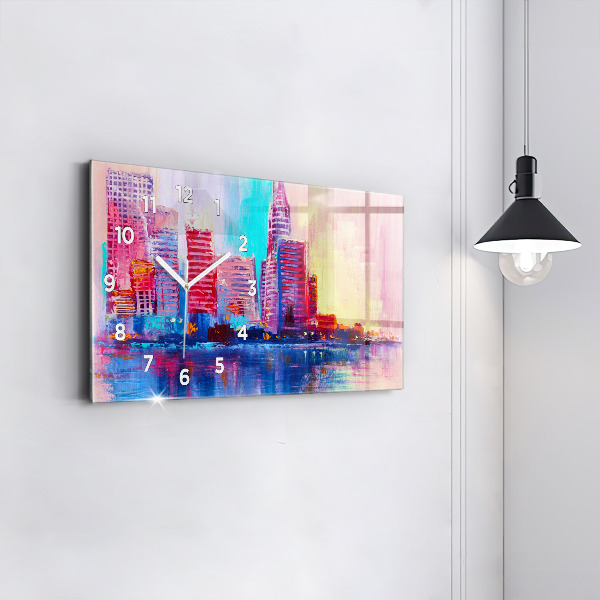 Horizontálne hodiny Abstrakcia mrakodrapov