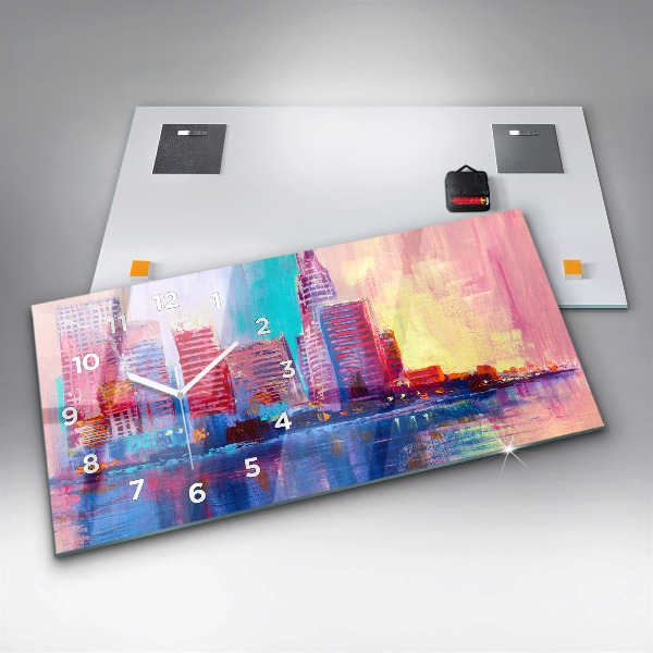 Horizontálne hodiny Abstrakcia mrakodrapov