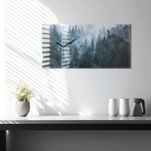 Horizontálne hodiny Zahmlená horská krajina