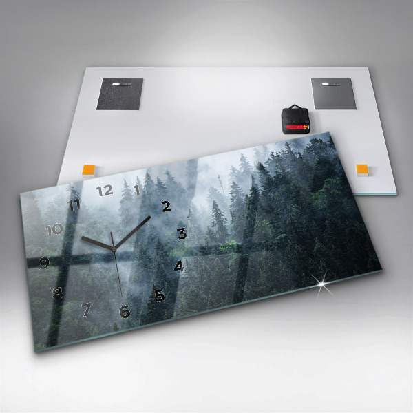 Horizontálne hodiny Zahmlená horská krajina