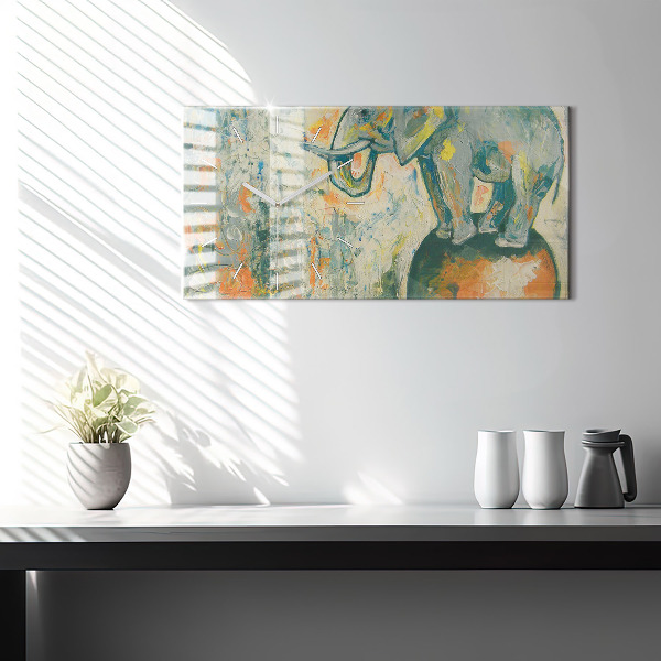 Horizontálne hodiny Maľovaný postoj slona