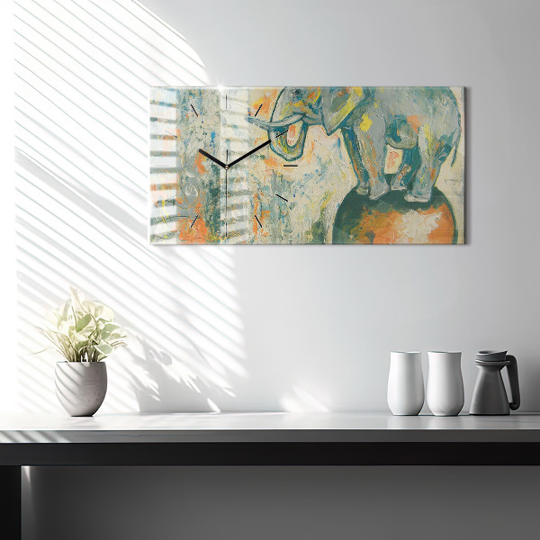 Horizontálne hodiny Maľovaný postoj slona