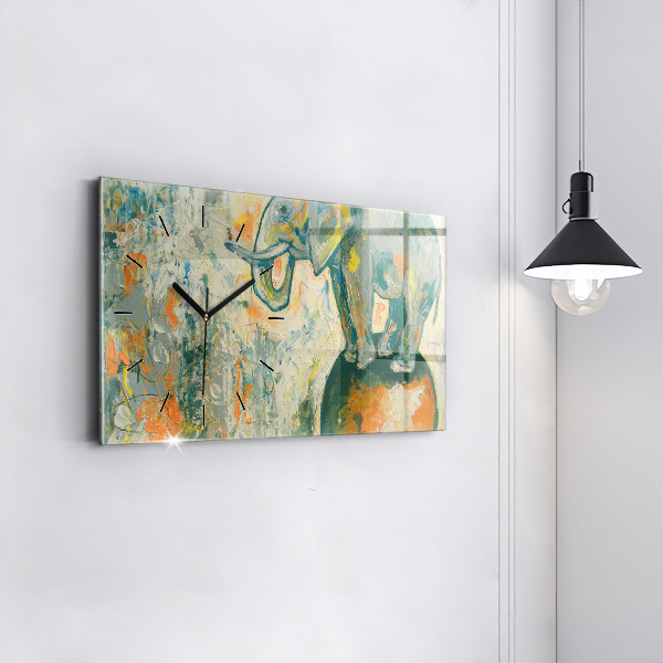 Horizontálne hodiny Maľovaný postoj slona