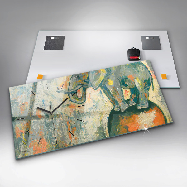 Horizontálne hodiny Maľovaný postoj slona