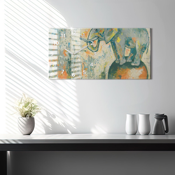 Horizontálne hodiny Maľovaný postoj slona