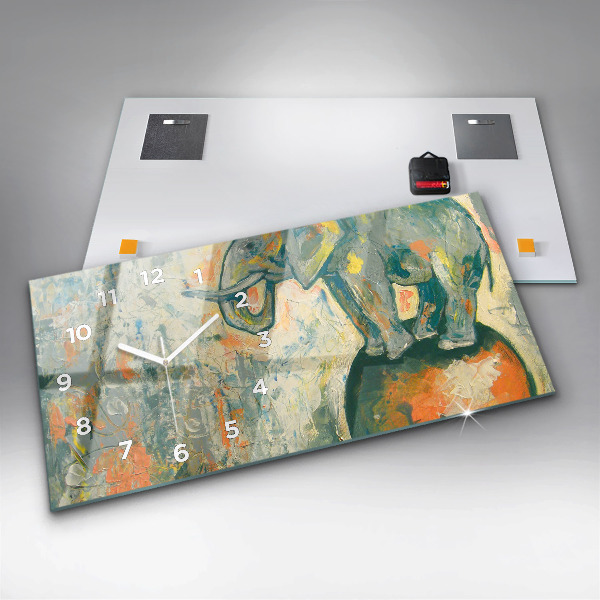 Horizontálne hodiny Maľovaný postoj slona