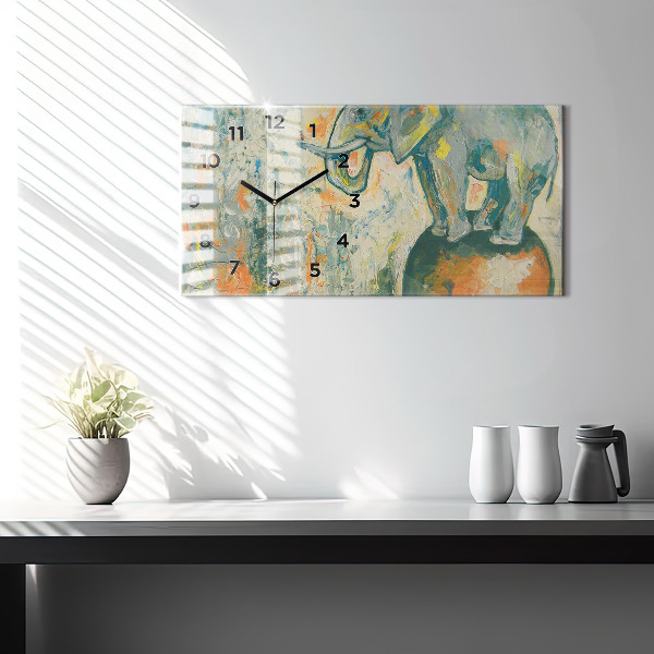 Horizontálne hodiny Maľovaný postoj slona