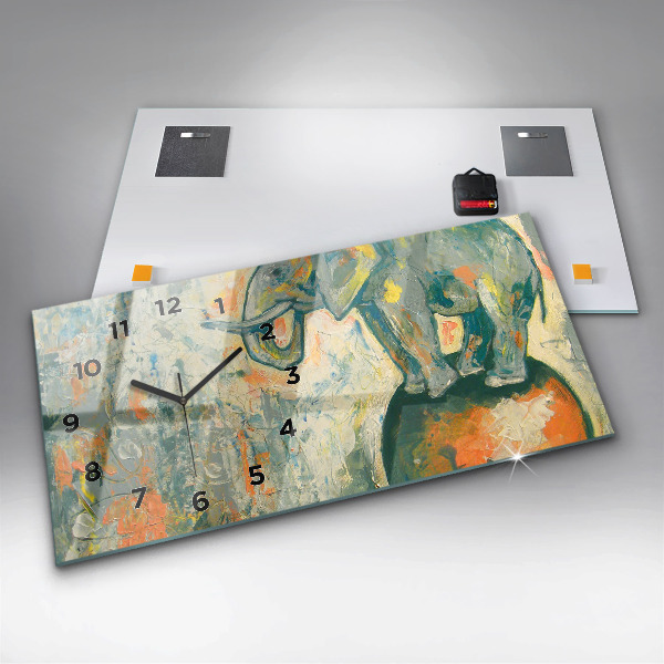 Horizontálne hodiny Maľovaný postoj slona