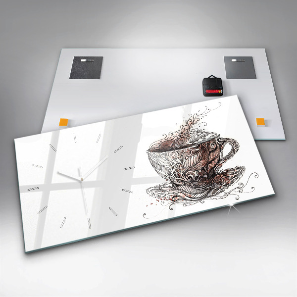 Horizontálne hodiny Šálka kávy