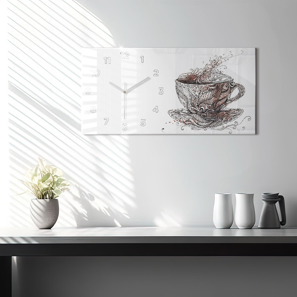 Horizontálne hodiny Šálka kávy