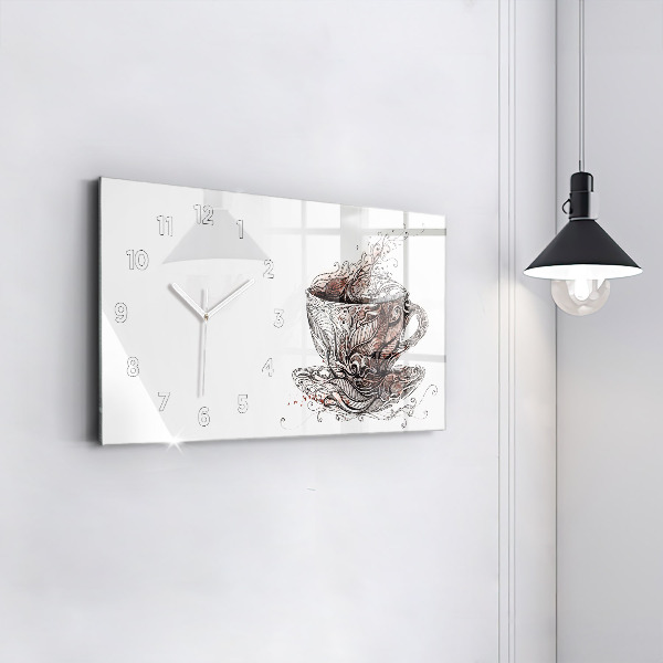 Horizontálne hodiny Šálka kávy