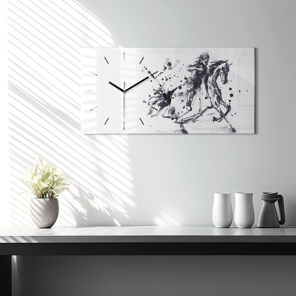Horizontálne hodiny Rytier na koni