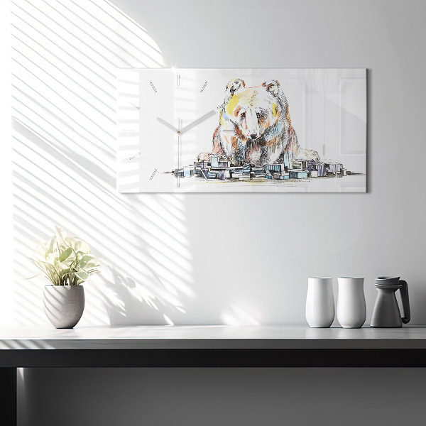 Horizontálne hodiny Abstraktný medveď