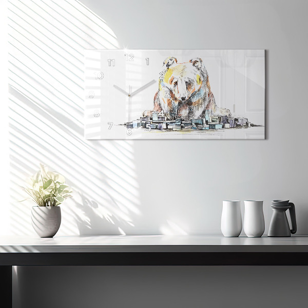 Horizontálne hodiny Abstraktný medveď