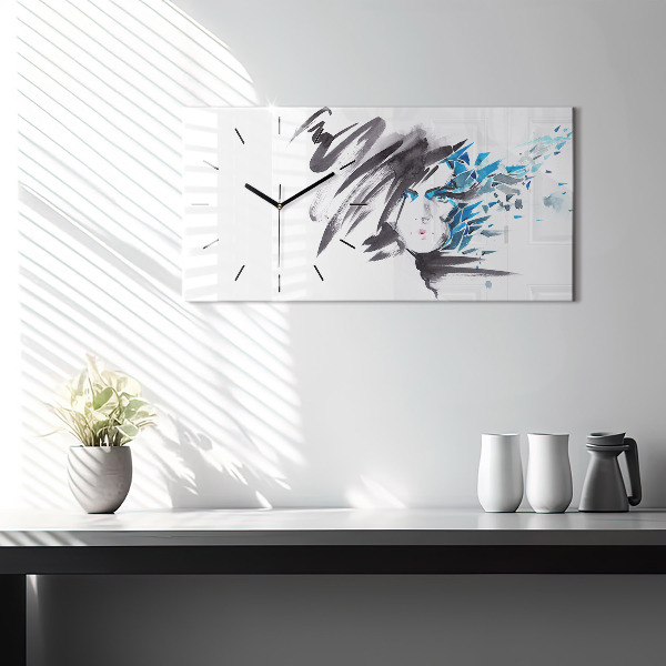 Horizontálne hodiny Abstraktná ženská tvár