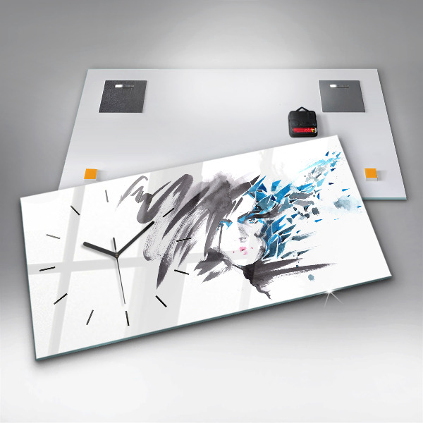 Horizontálne hodiny Abstraktná ženská tvár