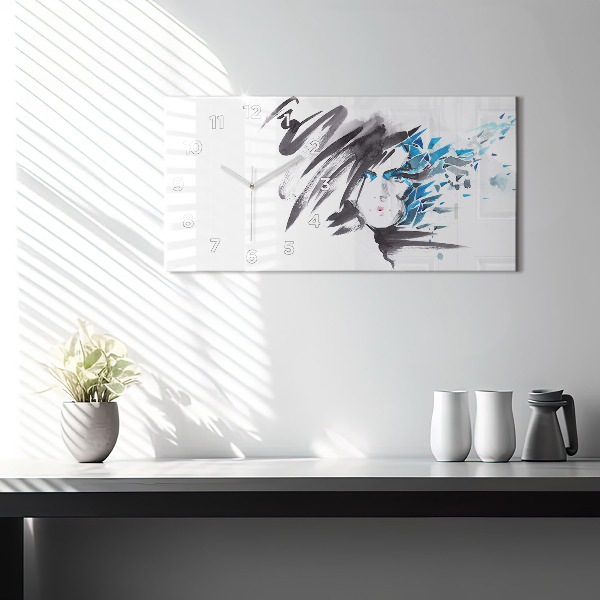 Horizontálne hodiny Abstraktná ženská tvár