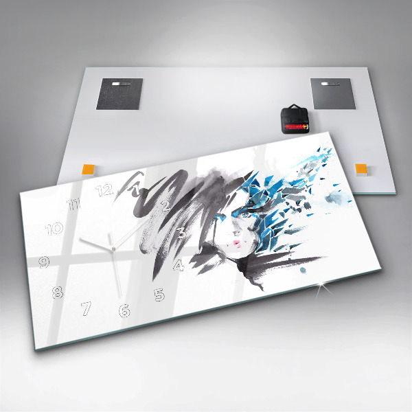 Horizontálne hodiny Abstraktná ženská tvár