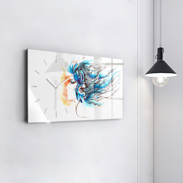 Horizontálne hodiny Ilustrácia slúchadiel