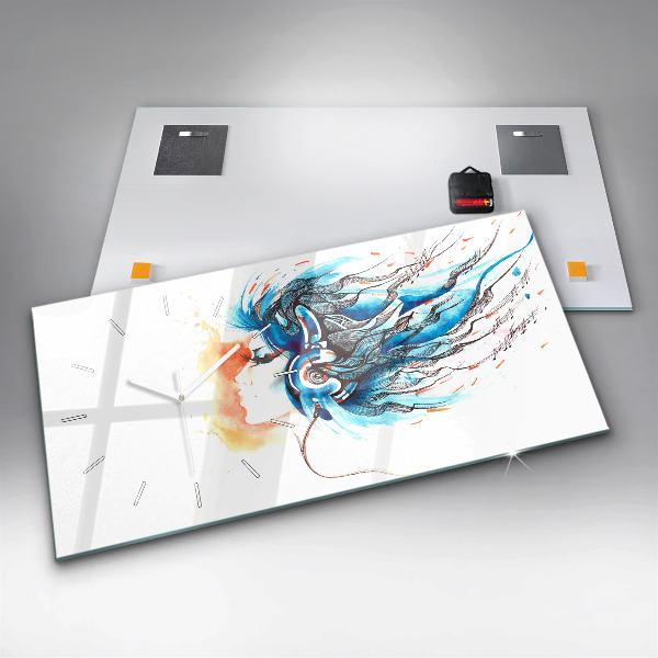 Horizontálne hodiny Ilustrácia slúchadiel