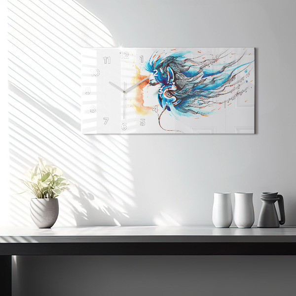 Horizontálne hodiny Ilustrácia slúchadiel