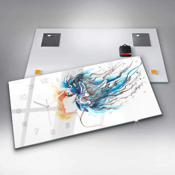 Horizontálne hodiny Ilustrácia slúchadiel